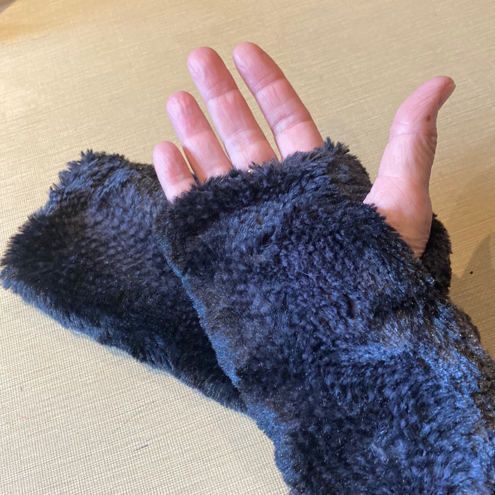 Furry black mitts